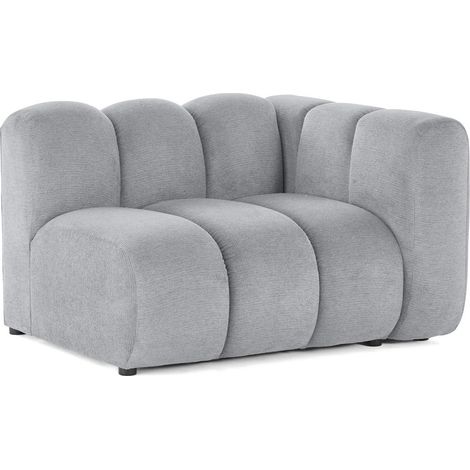 Debbie - module d'assise droit en tissu texturé - gris (1/5)