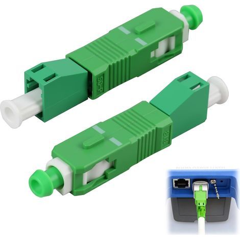Lot de 2 adaptateurs en fibre optique SC/APC vers LC/APC pour monomode 9/125um hybride avec faible perte d'insertion pour OTDR, VFL et applications réseau, efficaces et stables (1/5)