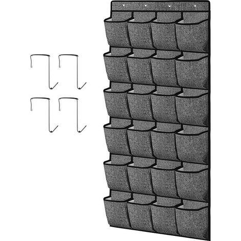 Pochette de rangement suspendue, organiseur de chaussures à 24 poches, support de rangement à suspendre sur la porte, support de rangement mural en tissu pour chaussures (1/5)