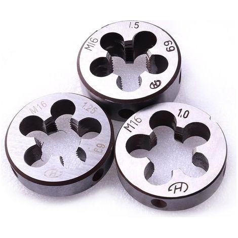 Terrajas métricas, 3 piezas Terraja métrica HSS para roscas M16 x 1 mm M16 x 1,25 mm M16 x 1,5 mm (1/5)