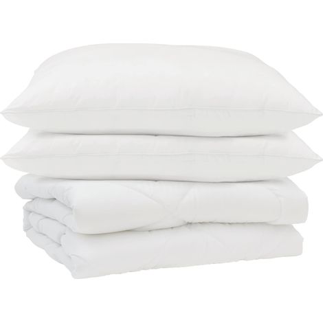 Duvet d'été simple avec oreiller 3 pcs Blanc Microfibre (1/5)