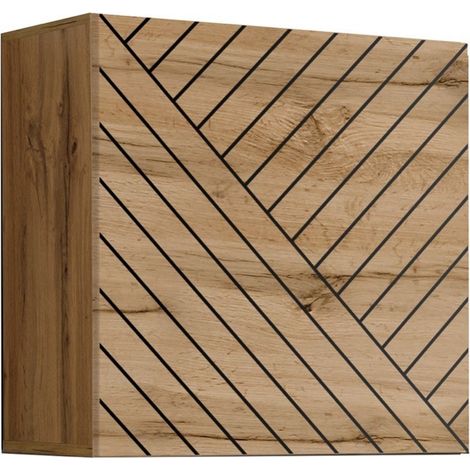 Hängeschrank 60x60cm Eichenoptik, Tür mit gefräster Oberfläche. Möbel für Wohnzimmer, Kollektion SWITCH. (1/2)
