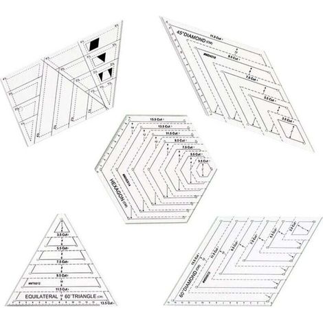 5 Pièces Transparentes Couture Règle, Règle Coudre Bricolage, Règles de Matelassage, Échelle Précise et Caractères Clairs, pour Outils de Couture, Rapiéçage, Bordure, Reliure (1/4)