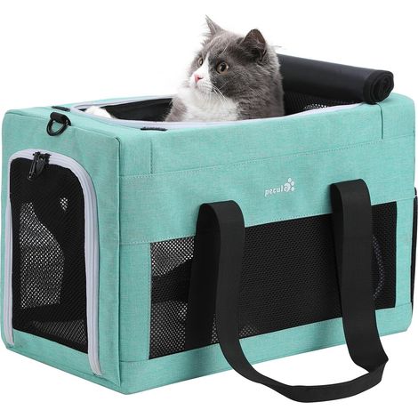 Sac de transport pour animaux de compagnie pliable et respirant pour chat et chien, cage de transport souple pour voyage en voiture et avion