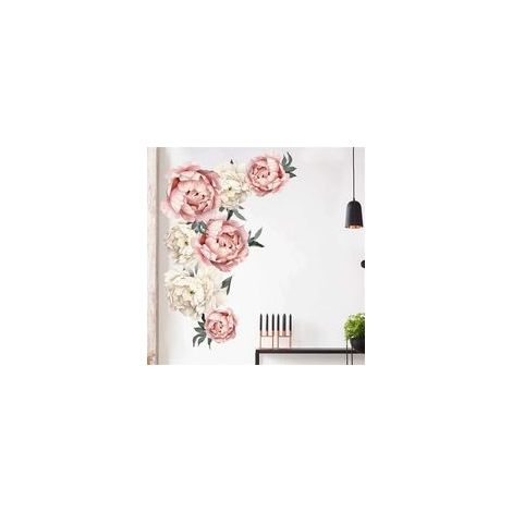 Adhesivos de pared removibles e impermeables, decoración de pared de peonías y rosas para sala de estar, dormitorio, rincón de TV, fondo de pared. - Crezuo