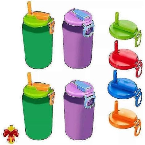 4 farbige Getränkedosendeckel, Silikonstrohhalme, Getränkedosenabdeckungen, Dosenabdeckungen für Limonade – Gut-Orange (1/5)