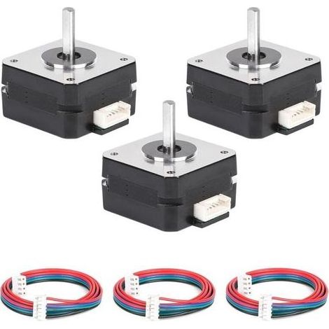 3pcs Moteur Pas à Pas Nema 17 42x23mm, 16Ncm 1,8° Par Tour, 3,6 V/1A, 2 Phases 4 Fils avec 1m Câble pour Imprimante 3D, Fraiseuse CNC, Bras Robotiques, Graveurs Laser (1/5)