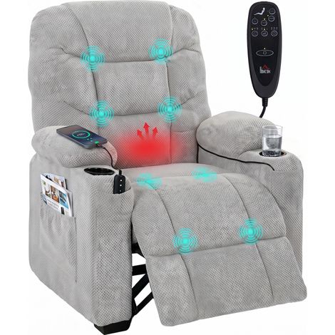 HOMCOM Electric Massage Recliner Armchair with Heat, Reclining Chair, Grey (1/5)