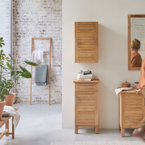 Tikamoon Soho Meuble Salle De Bain en teck H 160 cm × L 45 cm × P 36 cm (1/5)