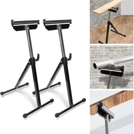 Lot de 2 Servantes à rouleau Pliable Servante d'atelier à Rouleau, charge de 90 kg, avec pieds antidérapants (1/5)