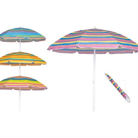 Trade Shop - OMBRELLONE SPIAGGIA MARE DA 180 CM 8 STECCHE IN TESSUTO TNT A STRISCE COLORATE 6699055 -