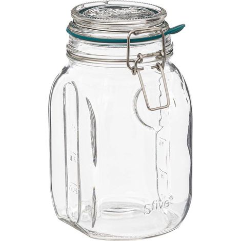 1 - Bocal en verre - Contenant alimentaire - Conservation hermétique - Cuisine et rangement - Transparent - 13x9,8x18 cm