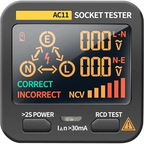 AC11 Multifunktions-LED-Anzeige, Sockel, Phasenprüfgerät, Phasenpolaritätsdetektor, 0,1 V  250 V Wechselspannungsmessung, Null-Feuer-Drahtidentifizierung