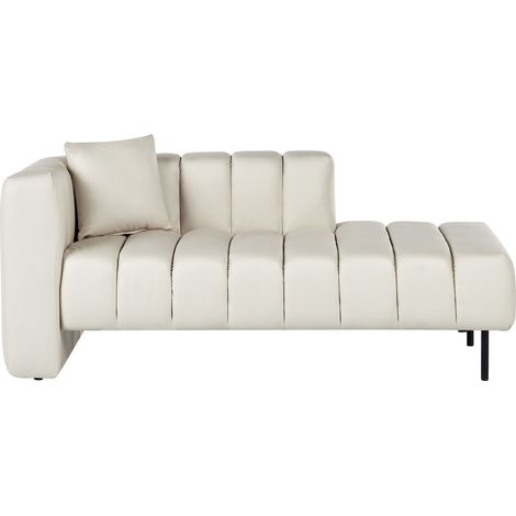 Chaise Longue Moderne Gauche avec Coussin Supplémentaire en Tissu Blanc Cassé Lannils