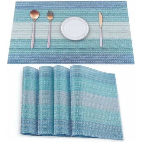 FLITI 4 Stück schmutzabweisende Tischsets aus Vinyl, faltbar, waschbar und abwischbar, Tischsets für Küche und Esstisch, Dekoration