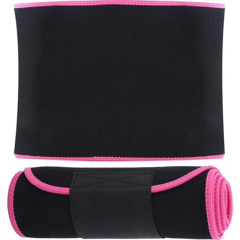 Ceinture amincissante de fitness, maintien et soutien de la taille, ceinture de sport ajustable, taille M : 23 x 117 cm / 9,1 x 46,1 pouces, rose (1/5)