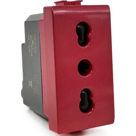 Presa bipasso bivalente 10-16A rossa compatibile con living light international air presa elettrica a muro spina (1/3)