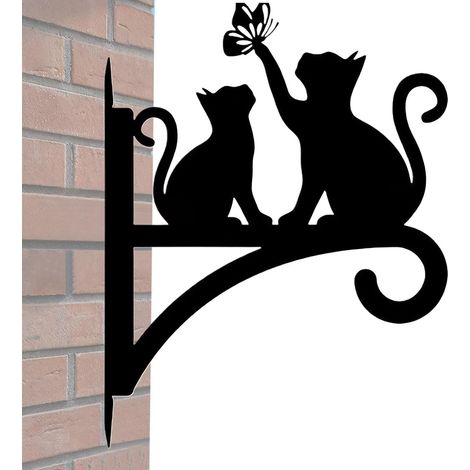 Soporte de pared metálico con forma de gato para macetas. (1/5)