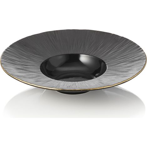 Assiette à pâtes Ø 27,5 cm noir bord doré MAYA KURO lot de 2 - Was Germany (1/2)
