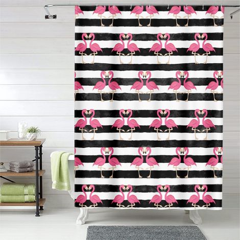 Rideau de douche flamants roses modernes, décor salle de bain, 90x180 cm (1/5)