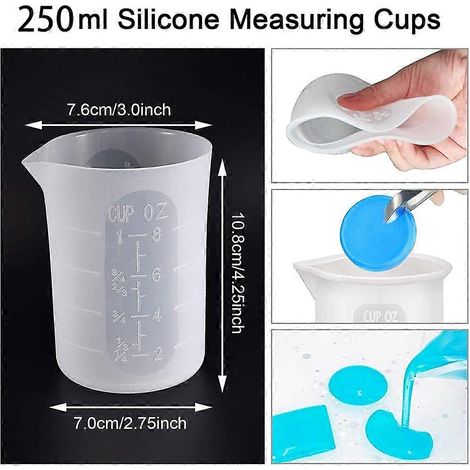 Gobelets doseurs en silicone pour résine époxy, récipients de mélange réutilisables pour le moulage de résine avec bâtonnets mélangeurs - FFY (1/4)