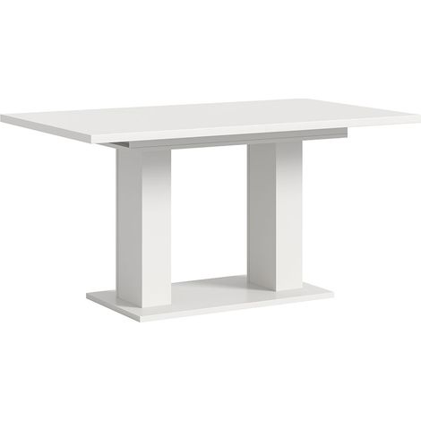 Motion Esstisch Doppelsäulenfuß 90x150/190cm inkl. 1 Einlegeplatte weiß.