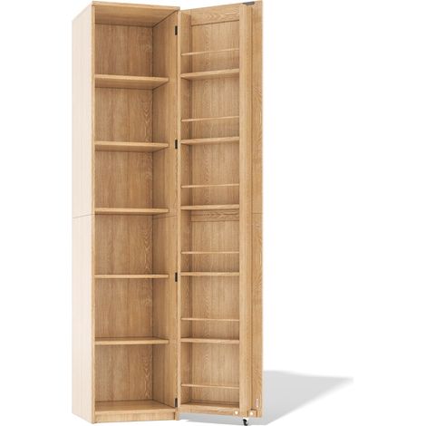 Armario alto con estantes en la puerta y baldas ajustables, MDF natural, 40 x 40 x 183 cm (1/5)