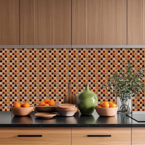 36 autocollant Mural 4 styles Effet 3D Autocollant pour Carrelage Mural Divers Styles de Mosaïque Autocollants Imperméables pour Cuisine Salle de Bain Décoration Artistique 4 × 4 pouces (1/5)