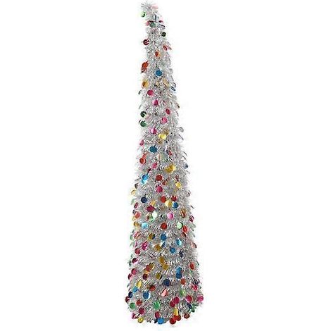 Sapin de Noël en crayon à paillettes, pliable, fin, réutilisable, avec guirlande en forme de crayonmulticolore (1/5)