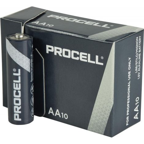 GSC 106000003  Caja 10 pilas alkalinas Procell Industrial LR6 (AA) (1/2)