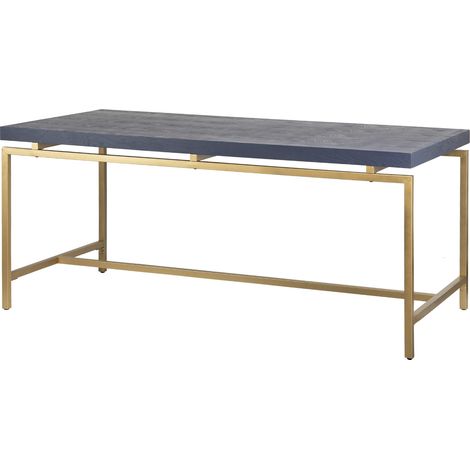 Table à manger en bois et métal bleu doré 180 x 90 x 80 cm (1/2)
