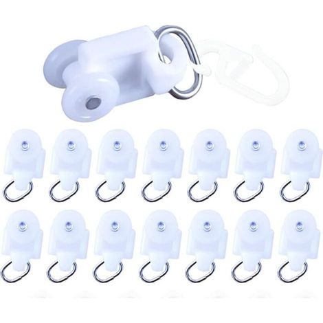 Rulli scorrevoli per tende da 50 pezzi, rulli per aste per tende, ganci per binari per tende, ganci per binari per tende in plastica, rulli scorrevoli, ganci per binari