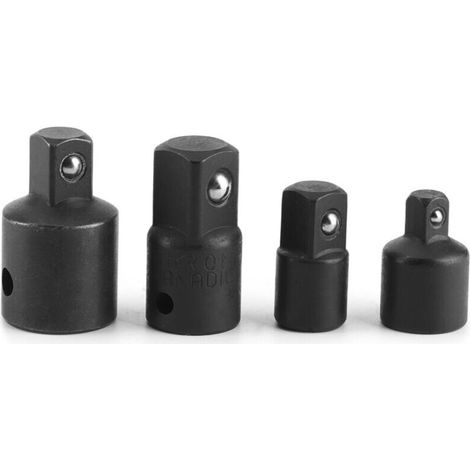 Ensemble d\'adaptateur et de réducteur de 4 pièces pour clés à cliquet 1/4in 3/8in 1/2in Kit de Conversion d\'adaptateur de manchon de clé électrique(Noir).