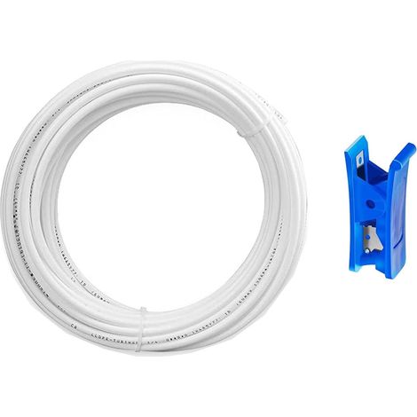 20 m Water Supply Hose 1/4 Inch Tube Fridge Water Purifiers Quick Connect Fittings for Fridge and Ice Machine Reverse Osmosis Water Systems - White (1/5)