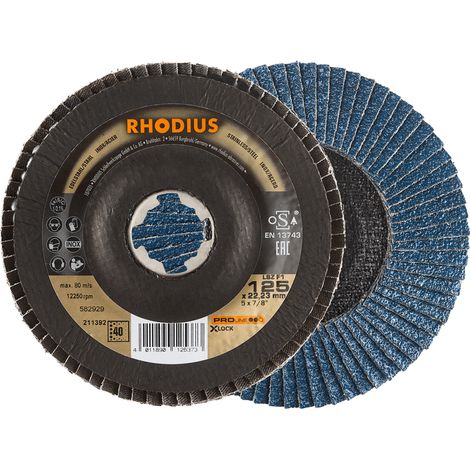 RHODIUS LSZ F1 X-LOCK, 10 Stück, 115 mm, Korn 40, X-LOCK Fächerschleifscheibe (1/4)