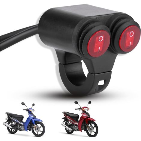 Interrupteur de Guidon de Moto, Guidon Universel pour Scooters Interrupteur à Double Bouton pour Phares Feux de Freinage Antibrouillard Klaxon Interrupteur de Barre Lumineuse pour Moto (C) (1/5)