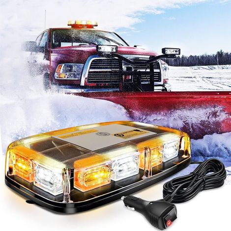 Luci stroboscopiche da tetto da 12 pollici, 48 LED, luci di emergenza, barra lampeggiante a LED, montaggio magnetico, 12V/24V, per auto, camion, trattori, spazzaneve, veicoli da costruzione (1/4)
