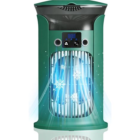 Mini climatiseur mobile, pour chambre, portable, sans tuyau d'échappement, silencieux, vert [Classe énergétique A+] (1/5)