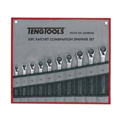 Juego de 10 llaves combinadas con carraca reversibles 6510RMM TENGTOOLS