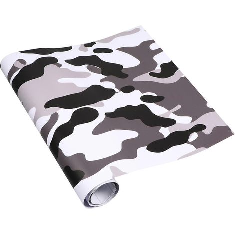 1 autocollant camouflage pour voiture, autocollant décoratif pour carrosserie de voiture, autocollant pour moto-152X30CM-Black (1/2)