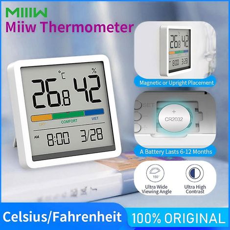 MIIIW Komfort-Temperatur- und Feuchtigkeitsuhr, digitales Hygrometer, Wecker, Innenthermometer, Luftfeuchtigkeit
