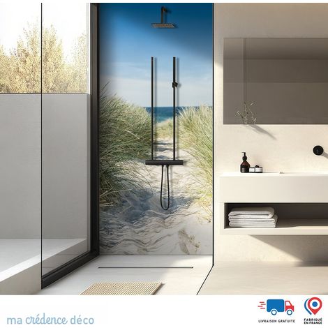 Panneau de douche : Chemin bord de plage - Alu composite - 90 - 245 (1/3)