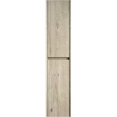 Armoire murale salle de bain 24x30x140 cm, 2 portes et étagères, finition chêne crème. Idéale petits espaces, salon ou buanderie (1/5)