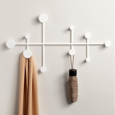 Minimalistische, wandmontierte Garderobe, ideal für Schlafzimmer und Flur, Weiß (1/4)