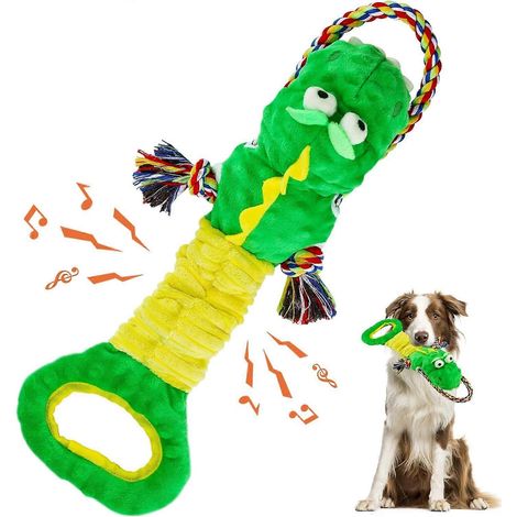 Jouets couineurs pour grands chiens, jouets à mâcher en peluche résistante, jouets en peluche durables, jouets de tir à la corde pour occuper les chiens, jouets interactifs pour grands chiens (1/5)
