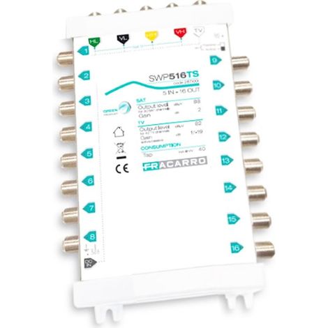 Multiswitch 5 ingressi 4 satellitari 1TV e 16 derivate Fracarro 287520