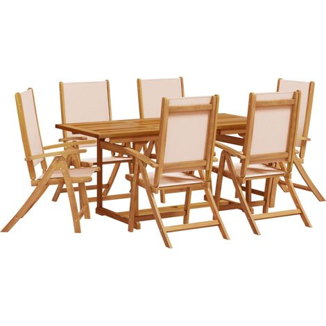 vidaXL Set Pranzo da Giardino 7pz Legno Massello di Acacia e Textilene (1/5)