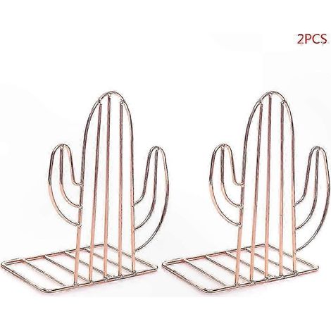Lot de 2 Serre-livres Originaux en Métal Forme Cactus, Support de Rangement pour Livres sur Bureau, Décoration Créative et Organisateur d'Étagère (1/5)