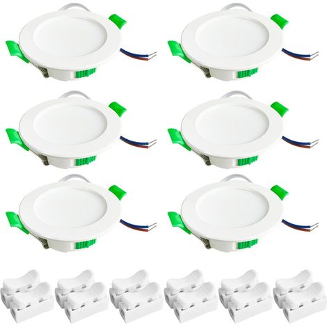 Spot LED Encastrable Ultra Plat, 4W 340LM, Découpe 55-68mm, Température Réglable (3000K 4500K 6000K), IP44 pour Salle de Bain, Cuisine, Éclairage Économique et Durable, Lot de 6 (1/5)