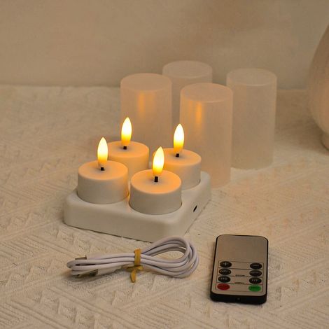Bougies chauffe-plat rechargeables, lot de 12. Rechargeables - 4 - Avec télécommande pour tasse - (1/5)